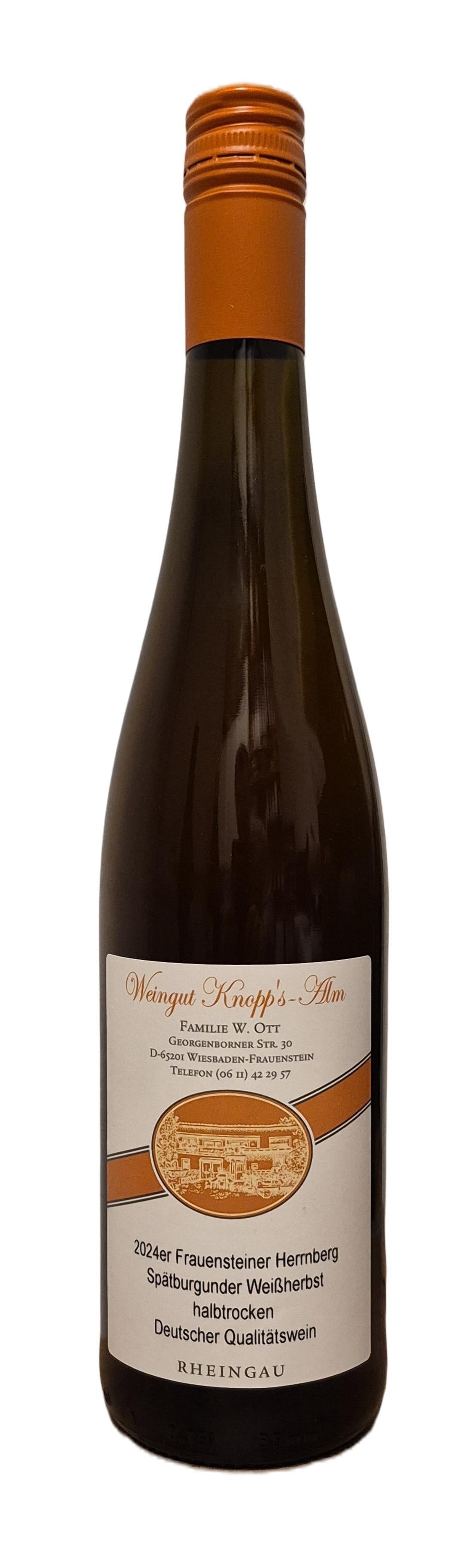 2024er Frauensteiner Herrnberg Spätburgunder Weissherbst halbtrocken 0,75l - Weingut Knopp's Alm